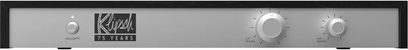 Klipschorn crossover attivo con pannello frontale argentato, pulsante di accensione/spegnimento, 2 quadranti di regolazione e logo Klipsch 75 Years
