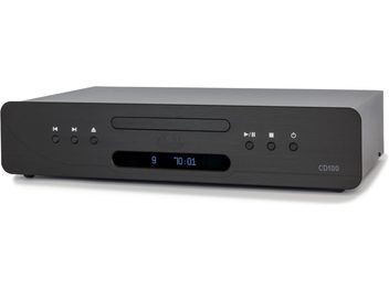 Vysokofidelitní CD přehrávač Atoll Electronique CD100 Evolution černý, pohled zepředu, centrální zásuvka, digitální displej, kruhová tlačítka