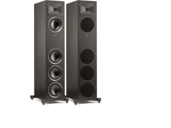 MartinLogan Foundation F2 søjlehøjttaler i mat sort, front med 4 højttalere, båndtweeter, aftagelig grill