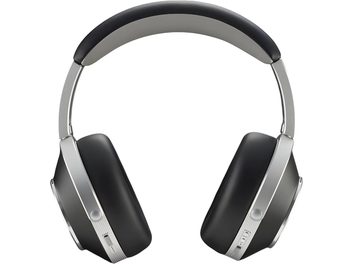 Hi-Fi-Kopfhörer T+A Solitaire T PRO in Schwarz und Silber, von vorne, mit gepolstertem Kopfbügel und großen schwarzen Ohrpolstern
