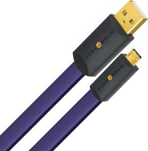 Wireworld Ultraviolet 8 USB 2.0 A Micro B 2m, fioletowy kabel, pozłacane złącza USB A i Micro B, widok z przodu