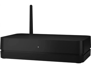 Ασύρματος πομπός Connect plus μαύρος, όψη εμπρός, ορθογώνια θήκη με στρογγυλεμένες γωνίες, κάθετη κεραία στο πίσω μέρος