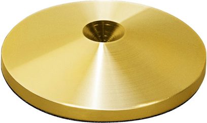 Kultainen pyöreä Norstone Design "Contre pointe gold" -vastapaino, sileä ja heijastava pinta, keskellä reikä