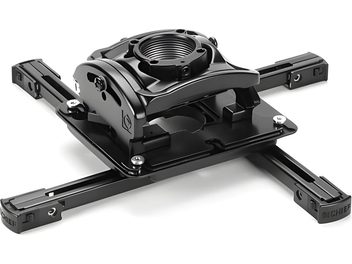 Support RPMAU Elite zwart met zwarte metalen structuur, verstelbare armen, zichtbare schroeven en een ronde, geschroefde bovenkant.
