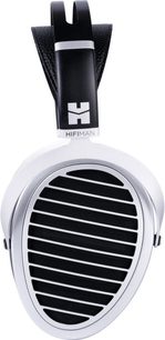 Hifiman Ananda Nano hovedtelefoner, set forfra, sort gitter, sølvfarvet hovedbøjle, ovale ørepuder i sort læder