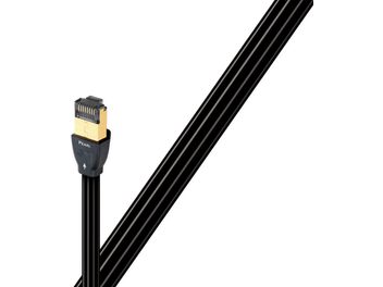 Audioquest Pearl 1.5m black Ethernet RJ45 network cable, straight, visible connector, on white background