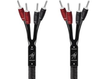 Audioquest Rocket 44 SBA høyttalerkabel svart flettet, dobbel utgang R AMP og R SPEAKER med røde og svarte bananplugger