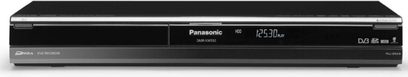 Panasonic DMR-XW350 sort Blu-ray-optager, frontvisning, digitalt display, kontrolknapper, diskskuffe