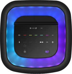 Prenosný bluetooth reproduktor Sony ULT TOWER 10 zhora, čierny rám, viacfarebné LED osvetlenie, dotykové ovládanie