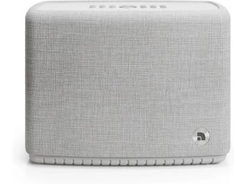 Enceinte connectée Audio Pro A15 W gris clair, rectangulaire aux coins arrondis, avec commandes sur le dessus
