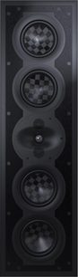 Altavoz empotrable en pared in-wall Perlisten S7i-LR, vista frontal, 4 altavoces con diseño cuadriculado, 2 tweeters centrales alineados