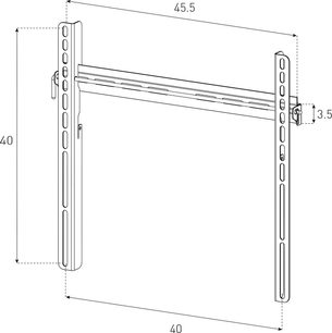 Suport TV de perete Sonorous WMTV 400F, vedere izometrică, structură dreptunghiulară, dimensiuni 45,5 x 40 x 3,5, fante verticale