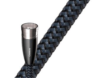 Audioquest Carbon AES/EBU Digitales Audiokabel 1,5m, verchromter XLR-Stecker, schwarzer Geflechtmantel, Ansicht von oben