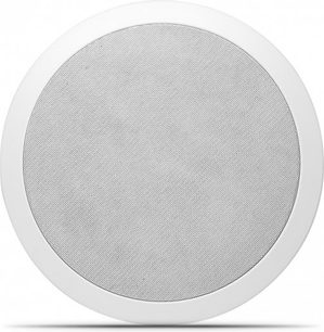Focal Custom IC 108-T hvid indbygningshøjttaler til loft, set forfra, med hvid rund metalrist