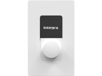 Mando a distancia hi-fi de pared Integra ZC1 blanco, frontal negro y blanco con gran botón giratorio central