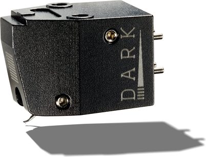 Платинена винилова клетка Vertere Acoustics Dark Sabre черна, приближен изглед отпред, правоъгълно тяло, две сребристи регулационни винта