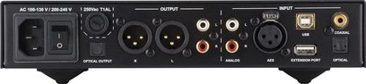 Nuprime DAC-9H sort digital-til-analog-konverter, bagside, analoge og digitale lydstik, USB-port, koaksial