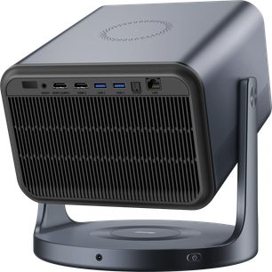Hisense C2 Pro, vedere din spate, conectivitate vizibilă: audio, 2 HDMI, 2 USB, S/PDIF, LAN, grilaj de ventilație, suport circular