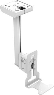 White ceiling mount for Sonos ERA 300 speaker, made of metal, with wall mounting and integrated cable routing