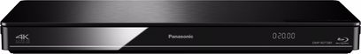 Panasonic DMP-BDT380EF sort 4K Blu-ray-afspiller, set forfra, digital display "0:20:00" på frontpanelet