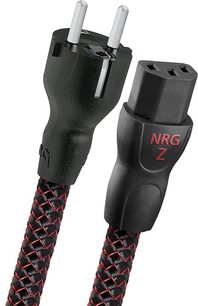 Síťový kabel Audioquest NRG Z s konektory IEC a NEMA 5-15, opletený červeno-černý plášť