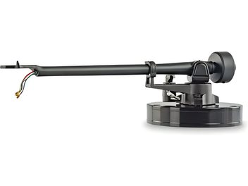 Βραχίονας πικάπ Michell Engineering T2 Tonearm μαύρο ματ, πλάγια όψη με εμφανή καλώδια και στιβαρή βάση