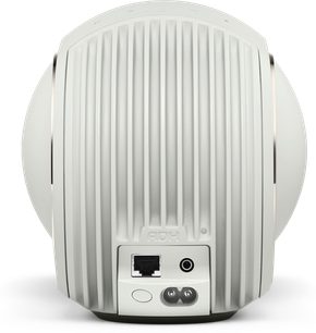 Ηχείο DEVIALET Phantom Ultimate 98 dB λευκό, πλαστικό κέλυφος με νευρώσεις, οπίσθια όψη με RJ45, jack 3,5 και τροφοδοσία