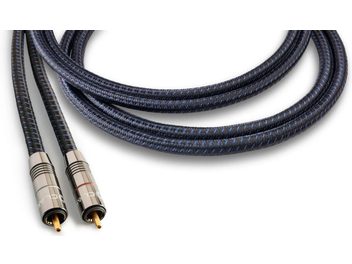Cablu audio analogic RCA Clarus cabluri Aqua RCA 2m cu înveliș împletit negru și albastru, conectori metalici și capete aurite