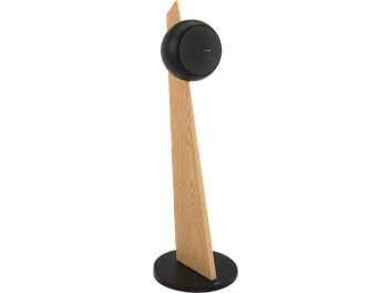 Cabasse Baltic 5 schwarze sphärische Regalbox auf Design-Standfuß aus natürlicher Eiche mit schwarzem Rundsockel