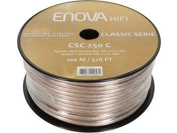 Enova HIFI CSC 250 C hangszórókábel tekercsben, átlátszó szigeteléssel, látható rézszínű vezetőkkel