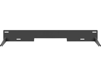 Supporto da parete Sennheiser SB01-WM in metallo nero, rettangolare, con due fori di fissaggio e due intagli per appendere un diffusore, vista frontale