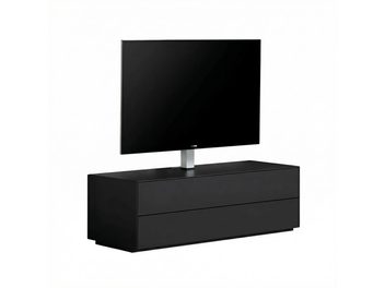 TV-møbel Sonorous Elements EX10-DD-BLK-BLK-2-A i matt svart, lavt design med to skuffer og integrert TV-feste