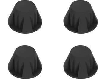 Four Enova HIFI TURN PAD SL 12 black rubber anti-vibration dampers, flanged and tapered, top view