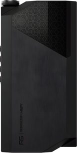 Audiophile Hiby RS8 II musikafspiller sort set bagfra, kantet kabinet med drejeknap og blankt sort geometrisk mønster
