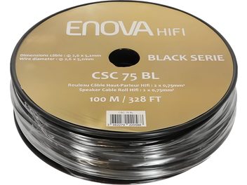 Rolka kabla głośnikowego Enova HIFI CSC 75 BL czarna, widok z góry z czarną szpulą i złotą etykietą
