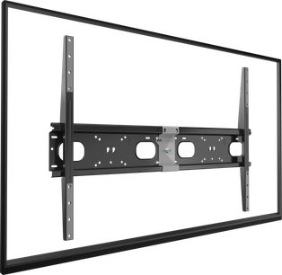 Nosilec za TV Sonorous Extra 900F, pogled od spredaj, črna kovinska konstrukcija, dve navpični perforirani roki, pravokoten okvir