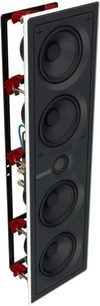 Vestavný nástěnný reproduktor Bowers & Wilkins CWM7.4 S2 černý, pohled zepředu, 4 kulaté reproduktory, černá mřížka