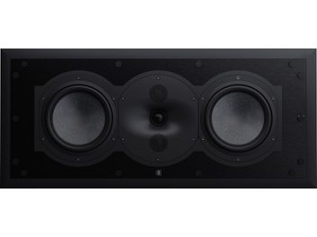 Væghøjttaler til indbygning Perlisten R5i-C, frontvisning, rektangulært sort panel, 2 cirkulære woofere, 2 diskanter, 1 waveguide