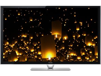 Televizor Panasonic TX-P65VT60E zobrazující mnoho svítících létajících lampionů na noční obloze