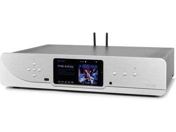 Atoll ST200 Signature silver network audio player, front view, screen displaying album cover "Pride And Joy"