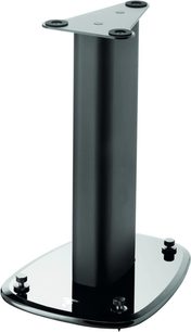 Stojan na reproduktory Focal Stand N°1 černý, pohled zepředu, kulatá základna, válcový sloupek, kulatá horní deska se třemi nožkami