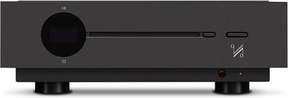 Wharfedale Artera Play sort CD-afspiller, set forfra, sort front med knap og CD-sprække, LED-display