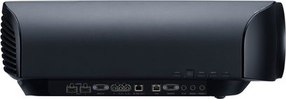 Sony VPL-VW1100ES sort videoprojektor, bagudvendt, med HDMI-, LAN-, IR IN-, REMOTE-, TRIGGER- og AC IN-tilslutninger