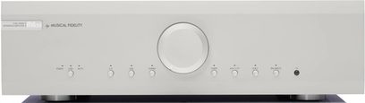Stereo hi-fi integreret forstærker M6si sølv med rektangulær front, cirkulær central knap, 8 justerede knapper og 1 IR-port.