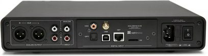 Højkvalitets hovedtelefonforforstærker Serenade WIFI, bagsidevisning, XLR-, RCA-, USB-, Ethernet-, optiske og koaksiale stik, samt netafbryder