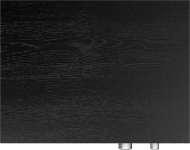 Filtraggio attivo del segnale audio Klipsch LaScala con superficie nera testurizzata e due pulsanti cilindrici metallici visibili