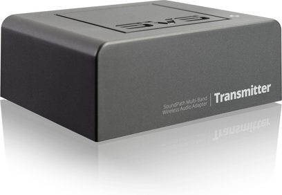 Bezdrátový audio vysílač SVS SoundPath Multi-Band, antracitově šedý obdélníkový kryt v pohledu ze tří čtvrtin