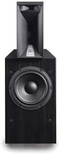 Enceinte colonne JBL Array 800 noire, vue de face, haut-parleur circulaire central, tweeter au-dessus, base rectangulaire