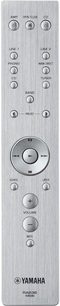 Telecomando Yamaha RA836 in metallo spazzolato con pulsanti e manopole di regolazione per amplificatore hi-fi stereo, vista frontale