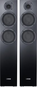 Coppia di diffusori da pavimento Canton GLE 70 S2 neri, frontale con tweeter e due woofer allineati